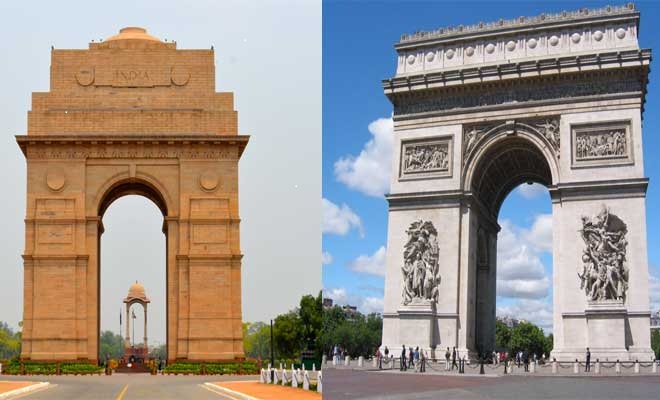 India Gate and l’Arc de Triomphe
