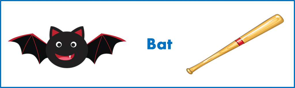 apprendre les mots anglais: signification différente de 'bat' en anglais