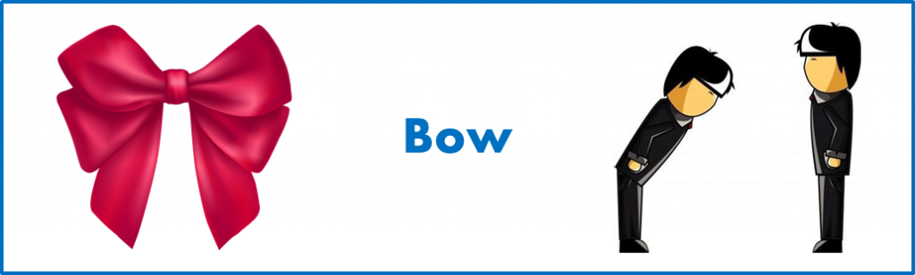 apprendre les mots anglais: signification différente de 'bow' en anglais